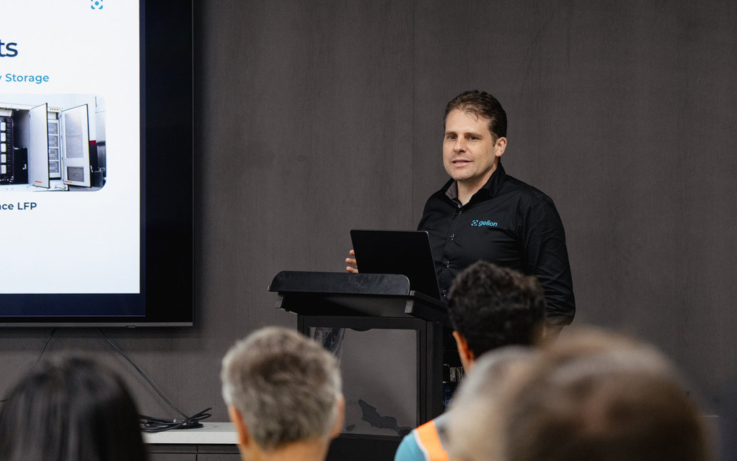 Nick Batt from Gelion presenting